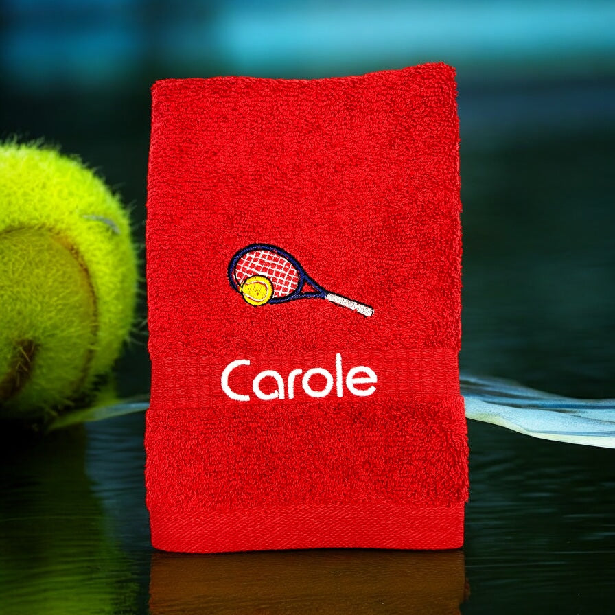 Tennis Handtuch mit Name bestickt, Duschtuch, Sport