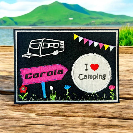 Tassenuntersetzer "I love Camping" für Kaffee kleines Geschenk zur Kaffeeeinladung Mug rug