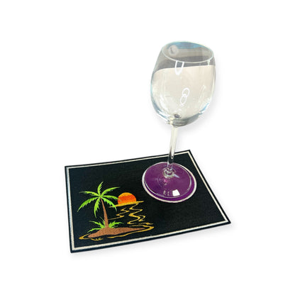 Tassenuntersetzer "Insel" für Kaffee kleines Geschenk zur Kaffeeeinladung Mug rug, personalisierbar