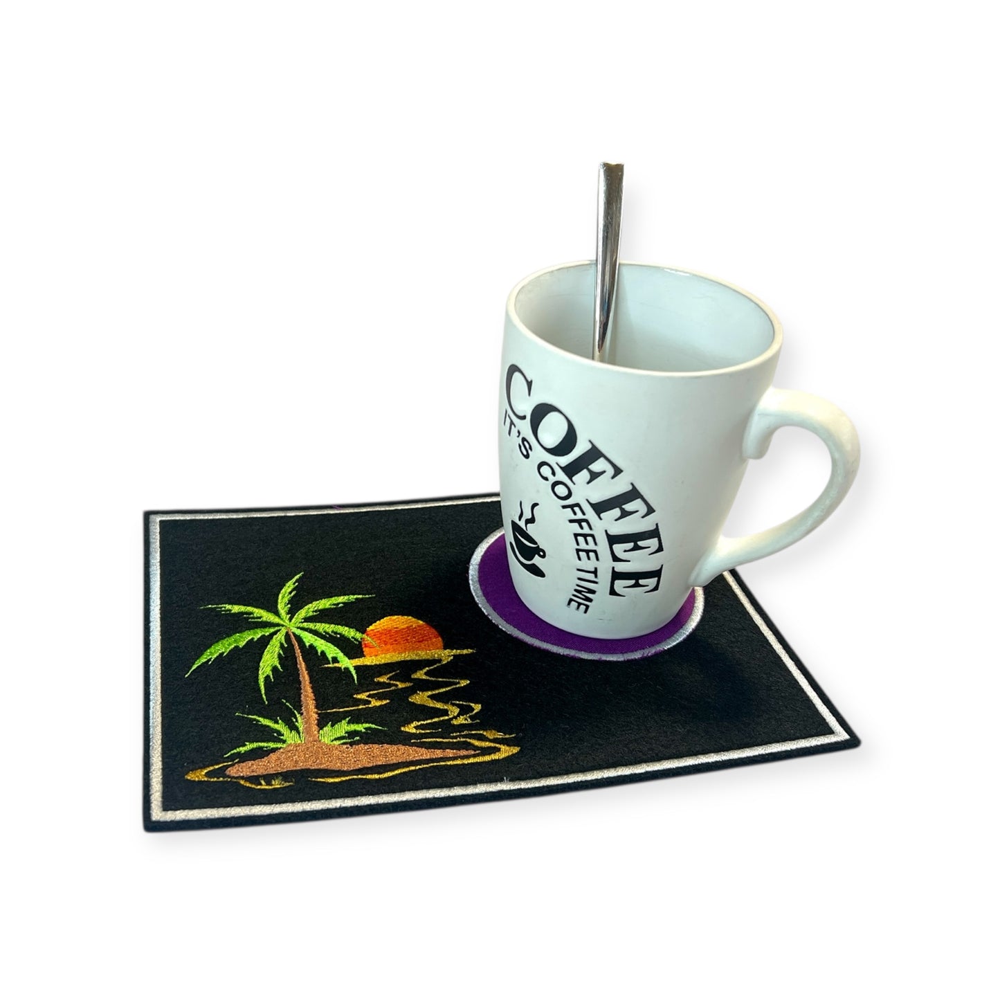 Tassenuntersetzer "Insel" für Kaffee kleines Geschenk zur Kaffeeeinladung Mug rug, personalisierbar