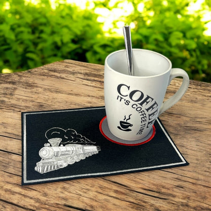 Tassenuntersetzer für Kaffee "Zug/Lock" zur Kaffeeeinladung Mug rug Becher, personalisierbar