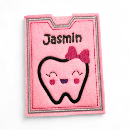 Zahn Bonus Heft Filzhülle mit Name personalisiert Zahnbonushefthülle Geschenk Mädchen oder Junge