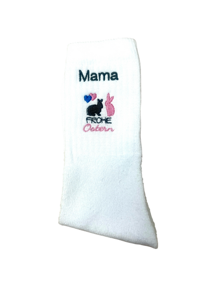 Tennissocken mit Ostermotiv bestickt, personalisierbar