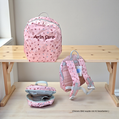 Personalisierter Kinderrucksack Hanni Mini mit Flaschenhalter – Perfekt für Kita & erste Abenteuer, quarzrosa, Sterntaler