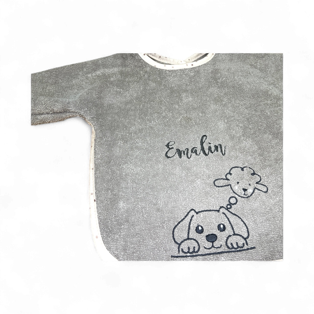 Ärmellatz mit Name, Sterntaler Bauernhof, sandfarben, Geschenk zum 1. Geburtstag, Baby