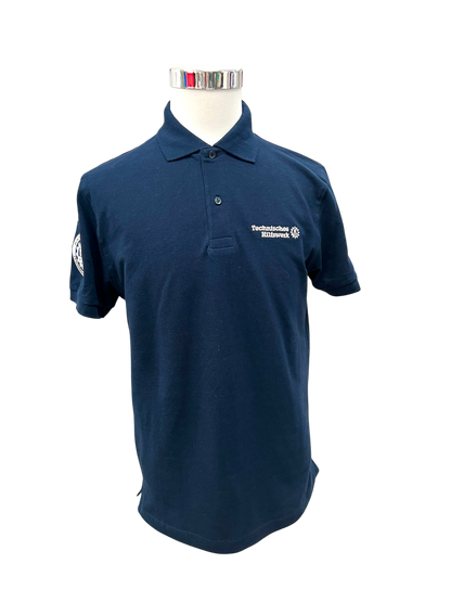 THW Polo-Shirt , marineblau, bestickt in silber oder neongelb