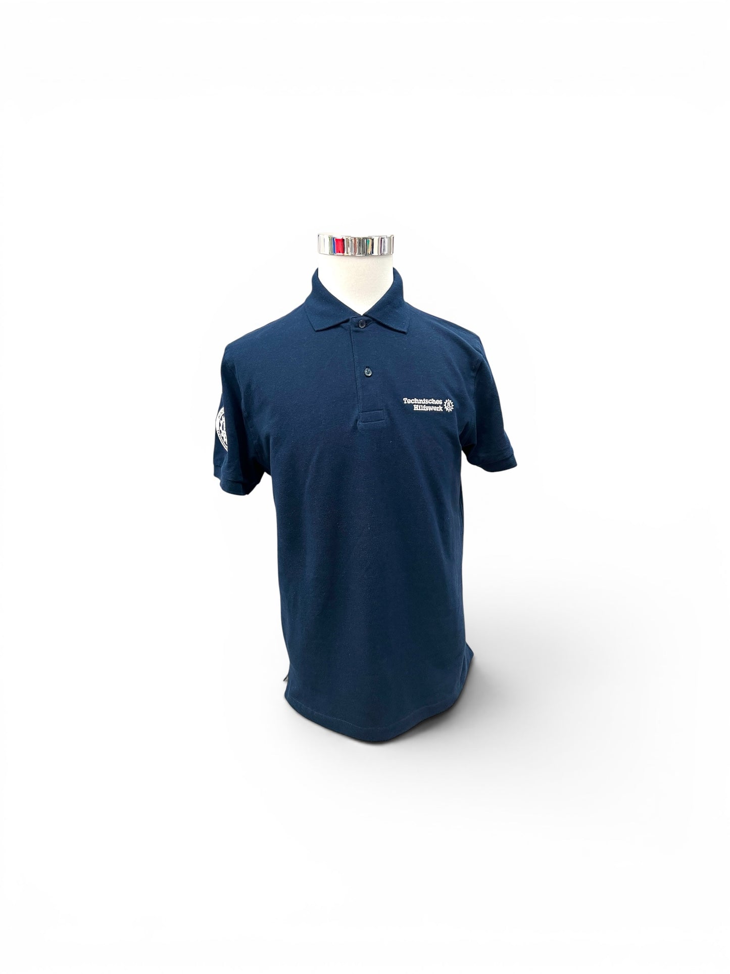 THW Polo-Shirt , marineblau, bestickt in silber oder neongelb