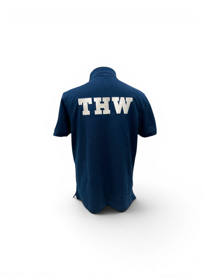 THW Polo-Shirt , marineblau, bestickt in silber oder neongelb