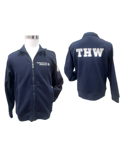 THW Sweat-Jacke, marineblau, mit neongelber oder silberner Bestickung