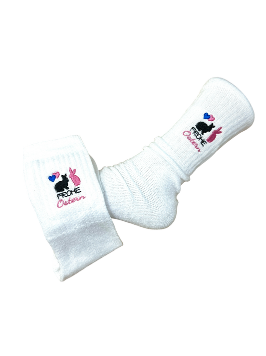 Tennissocken mit Ostermotiv bestickt, personalisierbar