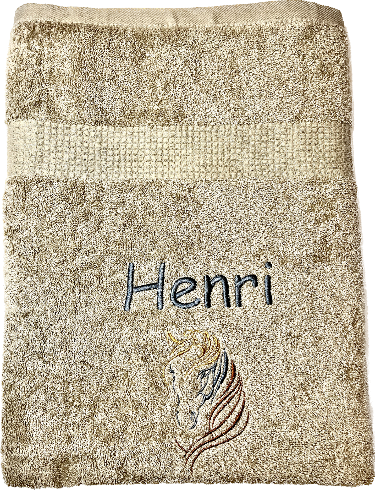 Pferdekopf Handtuch mit Name Sauna Wellness Duschtuch Saunatuch Geschenk Kinder