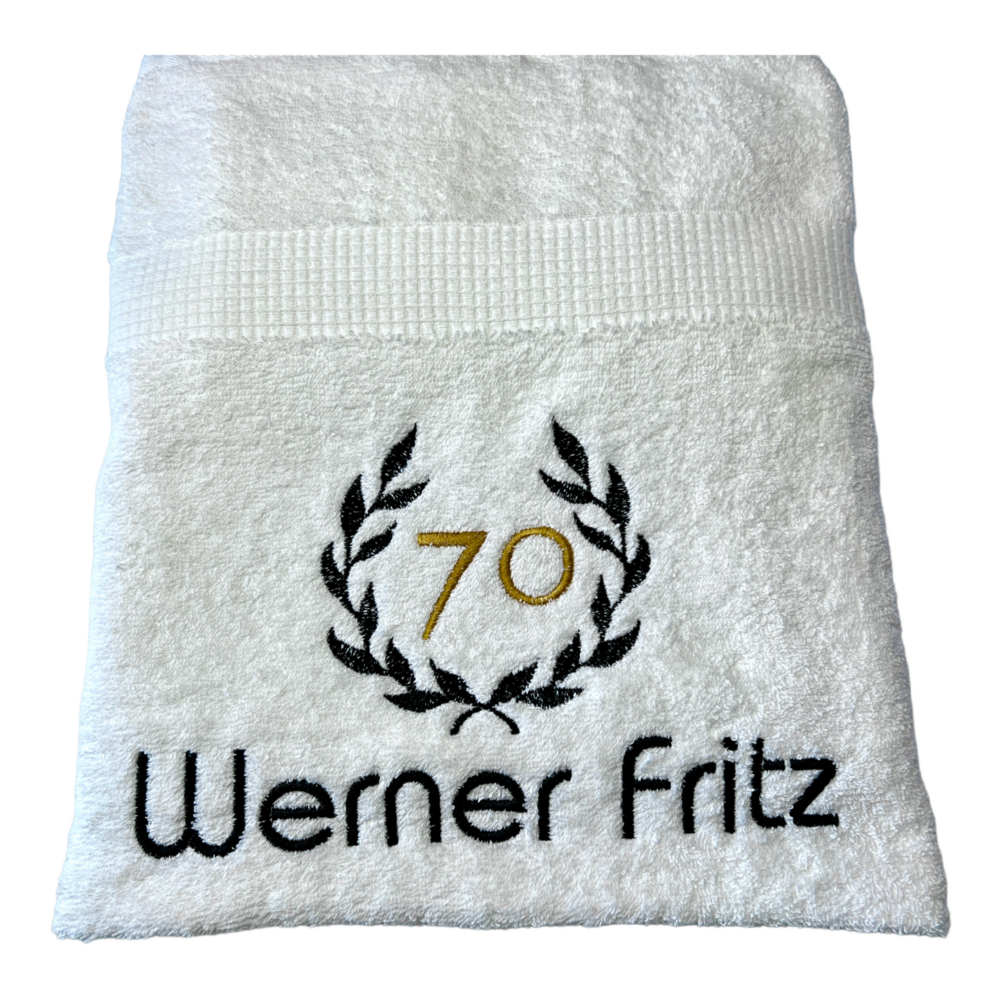 Handtuch mit Zahl im Kranz und Name, Handtuch, Sauna, Wellness, Duschtuch