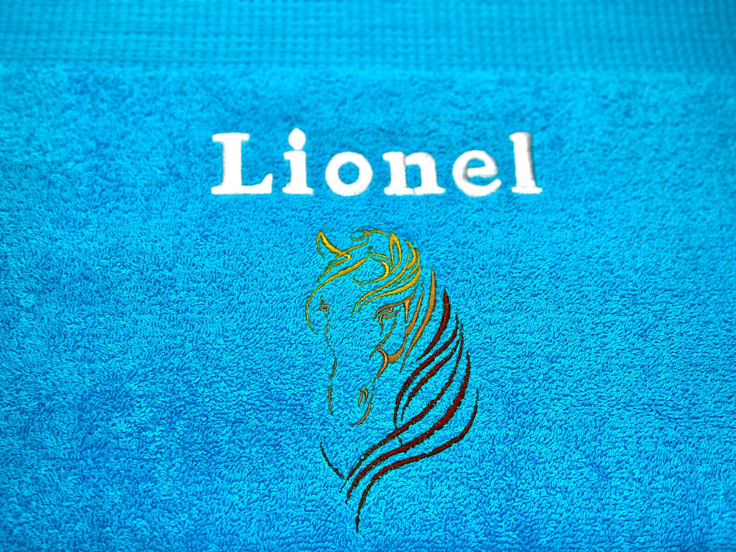 Pferdekopf Handtuch mit Name Sauna Wellness Duschtuch Saunatuch Geschenk Kinder