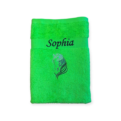 Pferdekopf Handtuch mit Name Sauna Wellness Duschtuch Saunatuch Geschenk Kinder