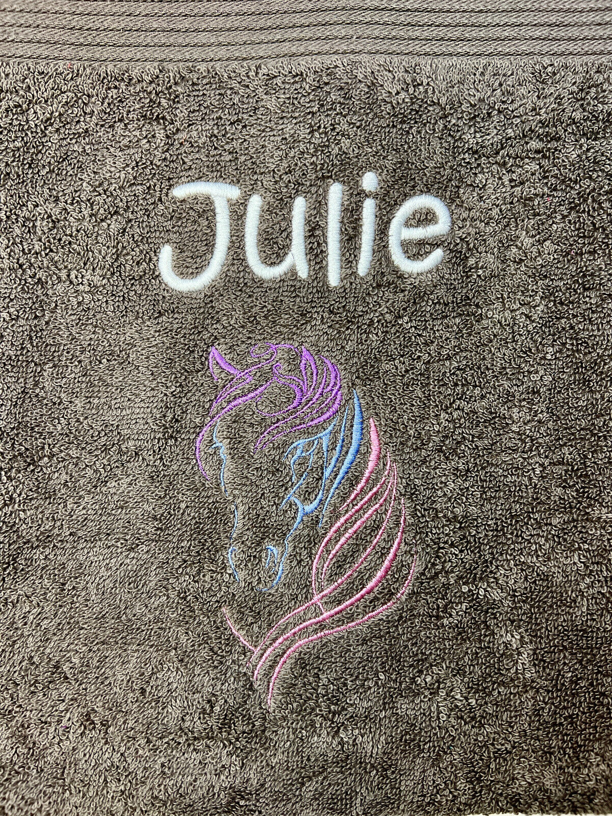 Pferdekopf Handtuch mit Name Sauna Wellness Duschtuch Saunatuch Geschenk Kinder