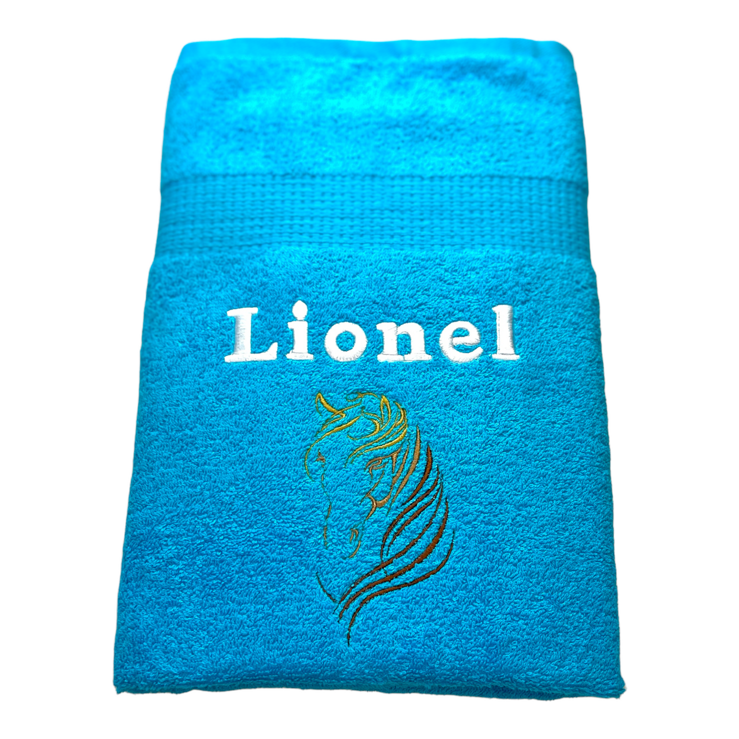 Pferdekopf Handtuch mit Name Sauna Wellness Duschtuch Saunatuch Geschenk Kinder