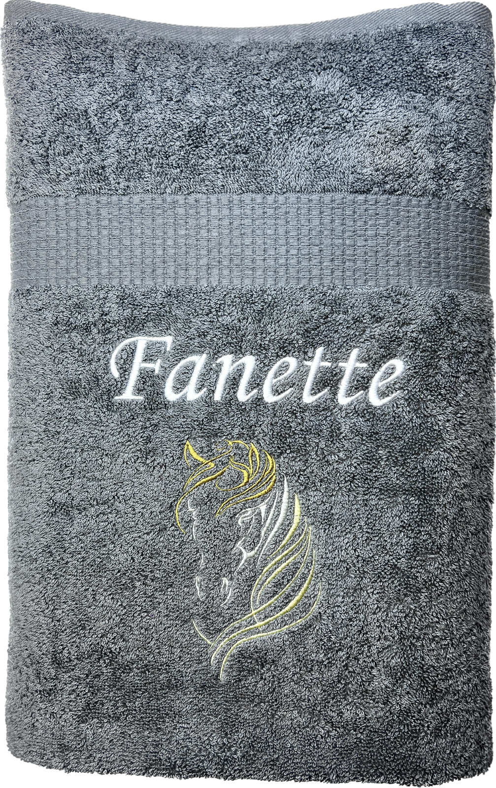 Pferdekopf Handtuch mit Name Sauna Wellness Duschtuch Saunatuch Geschenk Kinder