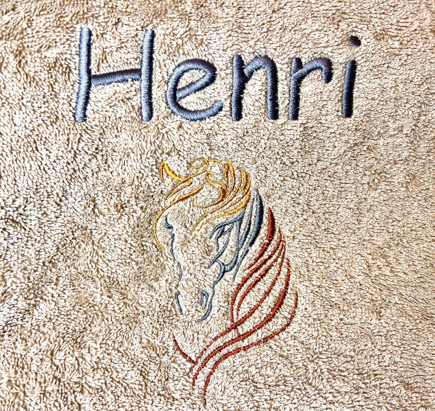 Pferdekopf Handtuch mit Name Sauna Wellness Duschtuch Saunatuch Geschenk Kinder