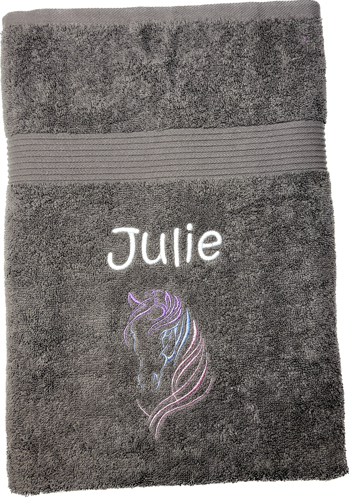 Pferdekopf Handtuch mit Name Sauna Wellness Duschtuch Saunatuch Geschenk Kinder