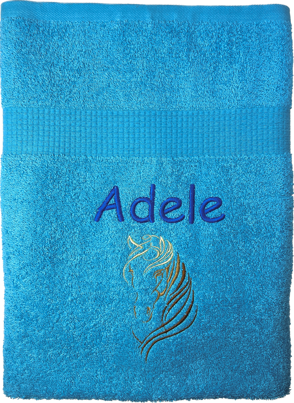 Pferdekopf Handtuch mit Name Sauna Wellness Duschtuch Saunatuch Geschenk Kinder