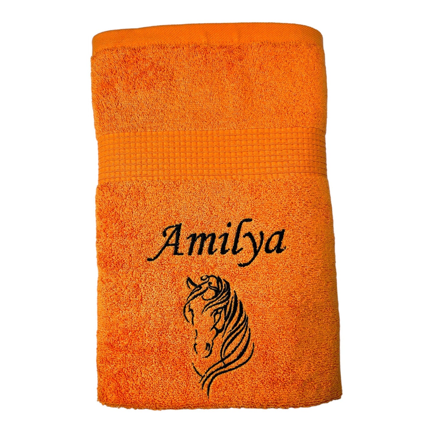 Pferdekopf Handtuch mit Name Sauna Wellness Duschtuch Saunatuch Geschenk Kinder