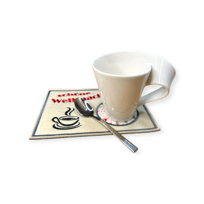 Tassenuntersetzer für Kaffee "schöne Weihnachten" Kaffeeeinladung Mug rug Filz