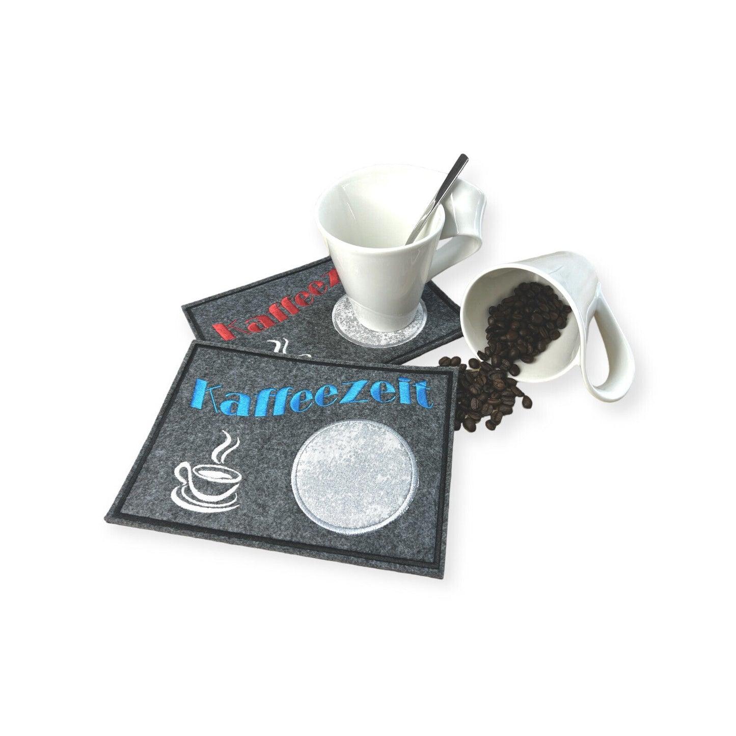 Tassenuntersetzer "Kaffeezeit" für Kaffee kleines Geschenk zur Kaffeeeinladung Mug rug Filz