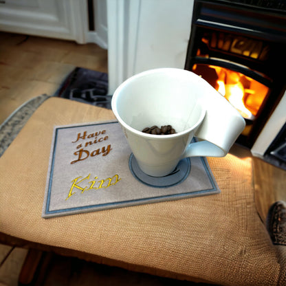 Tassenuntersetzer "Noten" für Kaffee kleines Geschenk zur Kaffeeeinladung Mug rug Filz