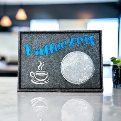 Tassenuntersetzer "Kaffeezeit" für Kaffee kleines Geschenk zur Kaffeeeinladung Mug rug Filz