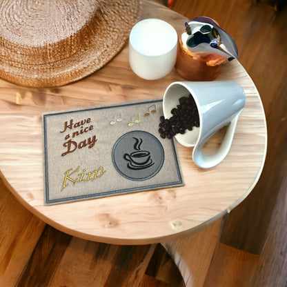 Tassenuntersetzer "Noten" für Kaffee kleines Geschenk zur Kaffeeeinladung Mug rug Filz