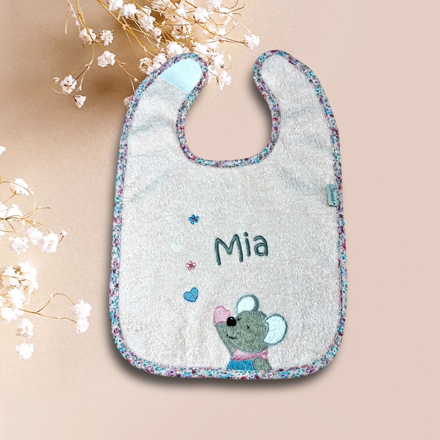 Lätzchen mit Name, Mabel Maus, Sterntaler, Babylatz, Geschenk