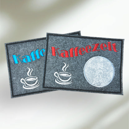 Tassenuntersetzer "Kaffeezeit" für Kaffee kleines Geschenk zur Kaffeeeinladung Mug rug Filz