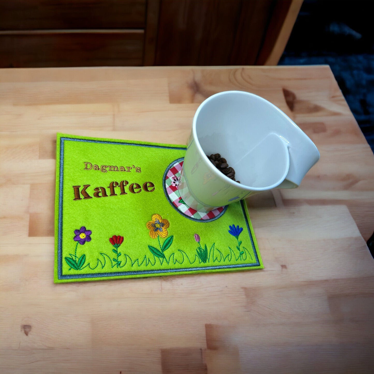 Tassenuntersetzer "Blumen" für Kaffee kleines Geschenk zur Kaffeeeinladung Mug rug Blumen