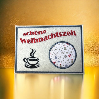 Tassenuntersetzer für Kaffee "schöne Weihnachten" Kaffeeeinladung Mug rug Filz