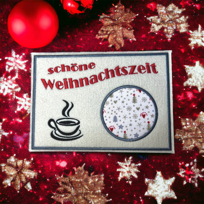 Tassenuntersetzer für Kaffee "schöne Weihnachten" Kaffeeeinladung Mug rug Filz