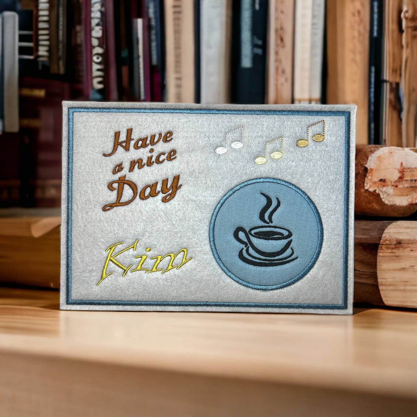 Tassenuntersetzer "Noten" für Kaffee kleines Geschenk zur Kaffeeeinladung Mug rug Filz